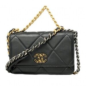 CHANEL Black Lambskin Leather Wallet